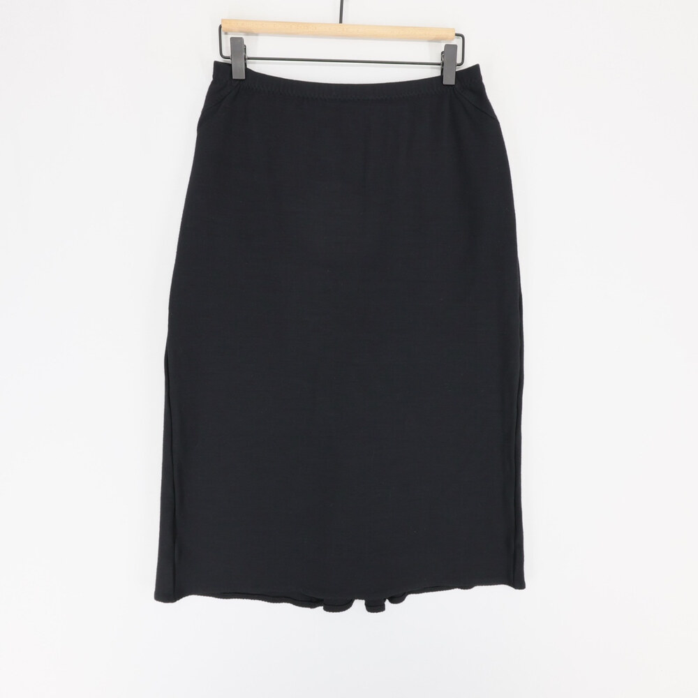 Eileen Fisher Skirt Womens M Black Viscose Wool Knit Pull On Vent Midi USA